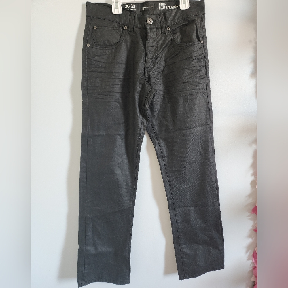 INC International Concepts Black Slim Straight Jeans